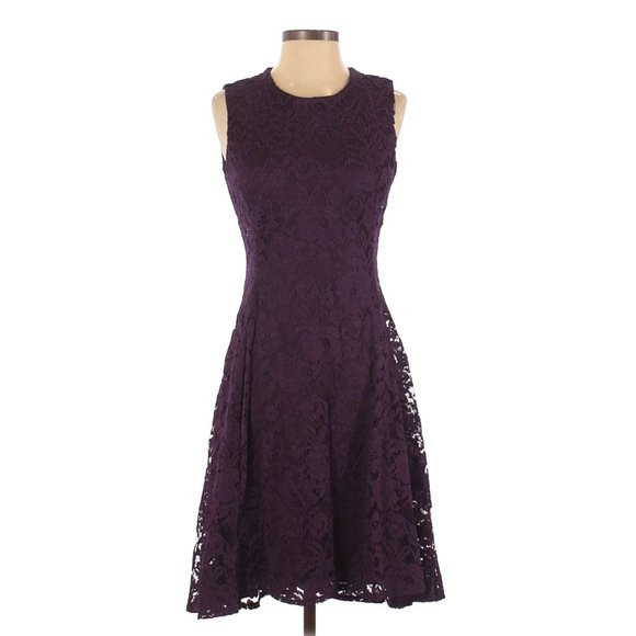 DKNY Purple Lace Fit & Flare Dress sz 2 NEW NWT - Picture 4 of 10